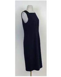 Tahari Navy Black Polyester Sheath Dress