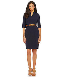 Tahari Asl Belted Sheath Dress