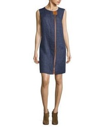 Lafayette 148 New York Dominic Leather Trim Shift Dress