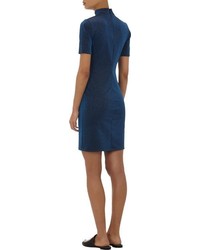 Nomia Lurex Short Sleeve Turtleneck Shift Dress Blue