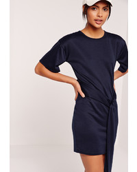 Missguided Tie Front Shift Dress Navy