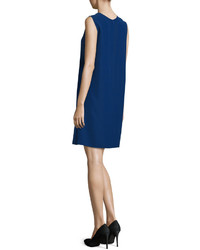 Armani Collezioni Sleeveless Drape Front Shift Dress Royal Blue