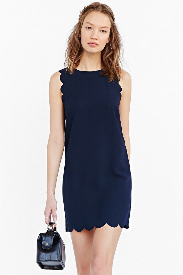 navy blue scalloped dress