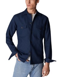 Eton Cotton Twill Button Up Overshirt In Blue At Nordstrom
