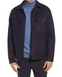 Selected Homme Plaid Fleece Button Up Shirt Jacket In Navy Blazer At Nordstrom