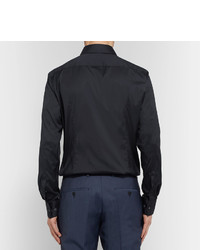 Hugo Boss Blue Jason Slim Fit Cutaway Collar Stretch Cotton Blend Shirt