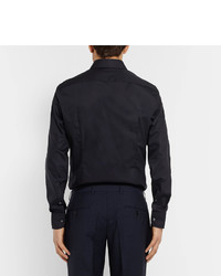 Hugo Boss Blue Jerrin Slim Fit Cutaway Collar Cotton Poplin Shirt