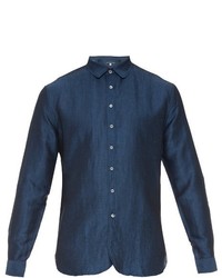 John Varvatos Button Cuff Linen And Cotton Blend Shirt