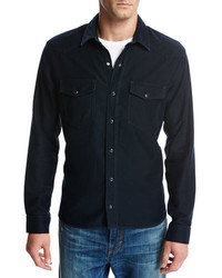 Vince Cotton Modal Western Shirt Blue