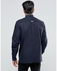 Fred Perry Shirt With Contrast Front In Navy In Slim Fit