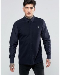 Fred Perry Shirt With Contrast Front In Navy In Slim Fit