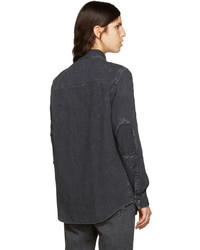 Givenchy Grey Distressed Denim Shirt