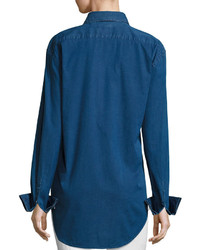 Burberry Jaden Big Shirt With Pintucked Front Dark Blue