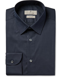 Canali Navy Cotton Poplin Shirt
