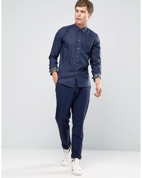Paul Smith Ps By Smart Shirt With Contrast Cuff In Slim Fit Blue