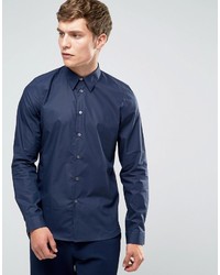 Paul Smith Ps By Smart Shirt With Contrast Cuff In Slim Fit Blue