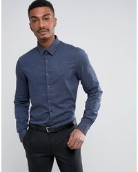 Calvin Klein Skinny Smart Shirt With Stretch In Brushed Cotton
