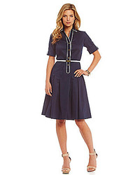 Jones New York Dress Belted Fit And Flare Shirt Dress