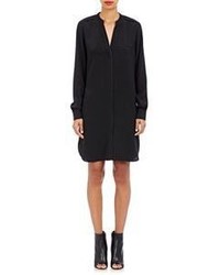 Vince Piped Silk Shirtdress Colorless