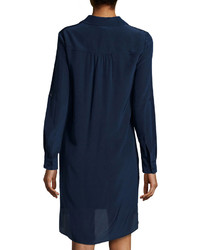 Diane von Furstenberg Prita Silk Shirt Dress Admiral Navy