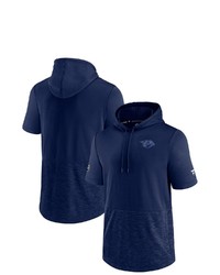 FANATICS Branded Navy Nashville Predators Authentic Pro Travel And Training Short Sleeve Pullover Hoodie