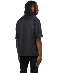 Lanvin Black Navy Jacquard Logo Bowling Shirt
