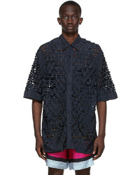 Dries Van Noten Black Perforated Shirt