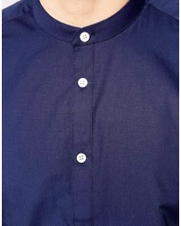 Asos Brand Shirt In Short Sleeve With Grandad Collar