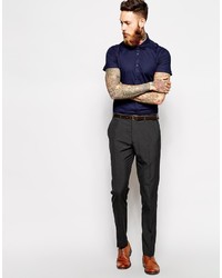 Asos Brand Skinny Fit Shirt In Short Sleeve
