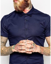 Asos Brand Skinny Fit Shirt In Short Sleeve