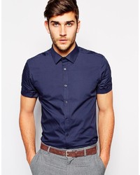 Asos Brand Smart Shirt In Short Sleeve In Cotton