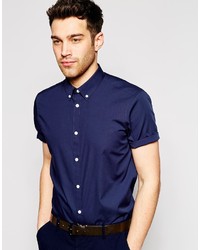 Asos Brand Smart Shirt In Short Sleeve With Button Down Collar