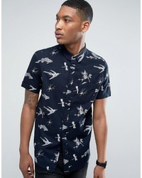 Brave Soul Fish And Dragonfly Short Sleeved Shirt