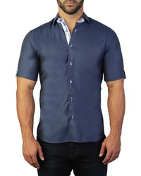 Maceoo Galileo Teeth Blue Regular Fit Short Sleeve Sport Shirt
