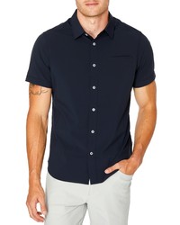 7 Diamonds Grant Slim Fit Solid Stretch Short Sleeve Button Up Shirt In Navy At Nordstrom
