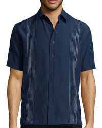 Havanera Havanera Co Short Sleeve Texture Ombre Button Front Shirt