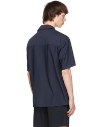 AMI Alexandre Mattiussi Navy Camp Collar Ami Short Sleeve Shirt