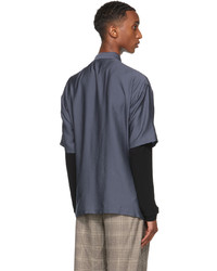 Giorgio Armani Navy Half Zip Sport Short Sleeve Shirt