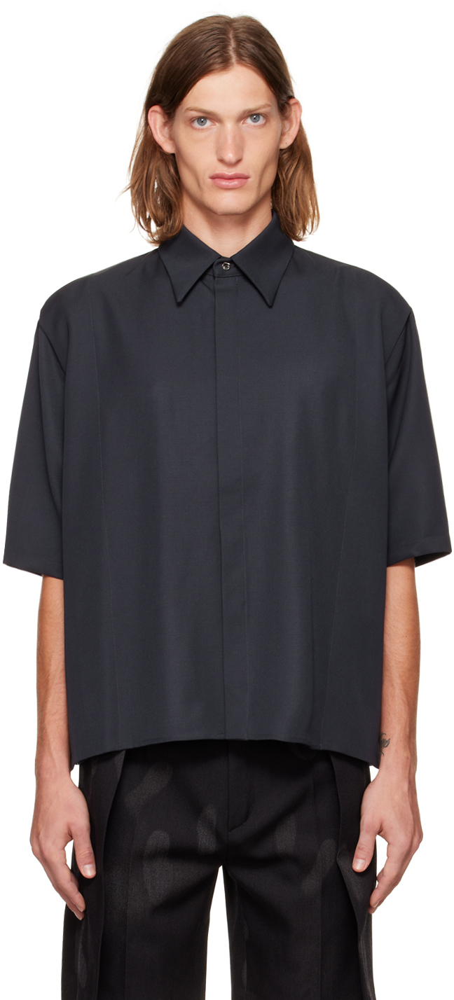 T/SEHNE Navy Layered Shirt, $465 | SSENSE | Lookastic