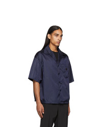 Prada Navy Nylon Gabardine Short Sleeve Shirt