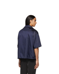 Prada Navy Nylon Gabardine Short Sleeve Shirt