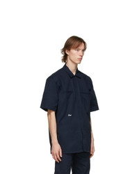 Saintwoods Navy Workshirt Short Sleeve Shirt