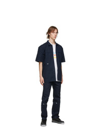 Saintwoods Navy Workshirt Short Sleeve Shirt