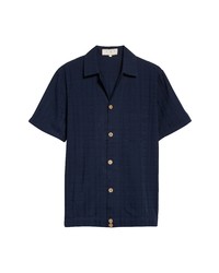 SMR Days Paraiso Short Sleeve Cotton Button Up Bowler Shirt In Navy At Nordstrom