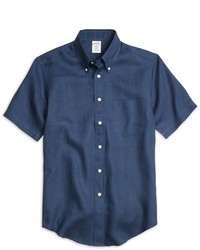 Brooks Brothers Regent Fit Linen Short Sleeve Sport Shirt