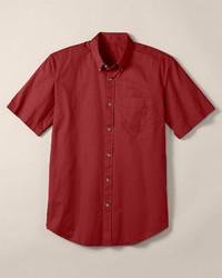 Eddie Bauer Relaxed Fit Signature Twill Shirt Solid Short Sleeve