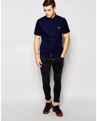 Fred Perry Shirt With Mixed Pique Cotton Short Sleeves