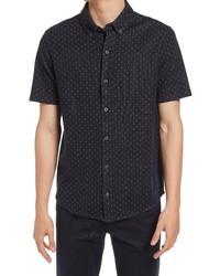 Vince Short Sleeve Jacquard Pattern Button Up Shirt