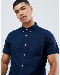 Burton Menswear Short Sleeve Oxford Shirt In Navy