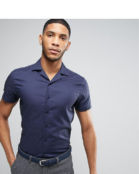 Noak Slim Shirt With Revere Collar In Texture
